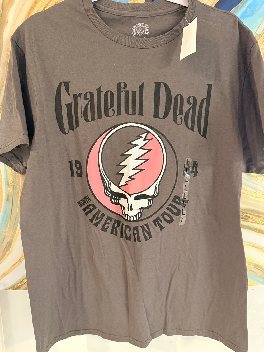 Grateful Dead Men's Large Tour 1984 Vintage Style Skull Face T Shirt
